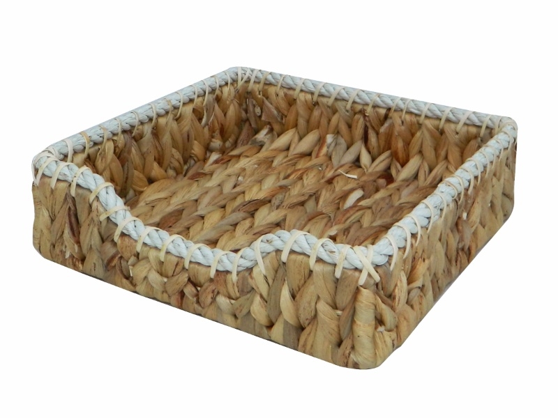 Artisanal Water Hyacinth Napkin Holder with Rope Rim - Eco-friendly Tableware